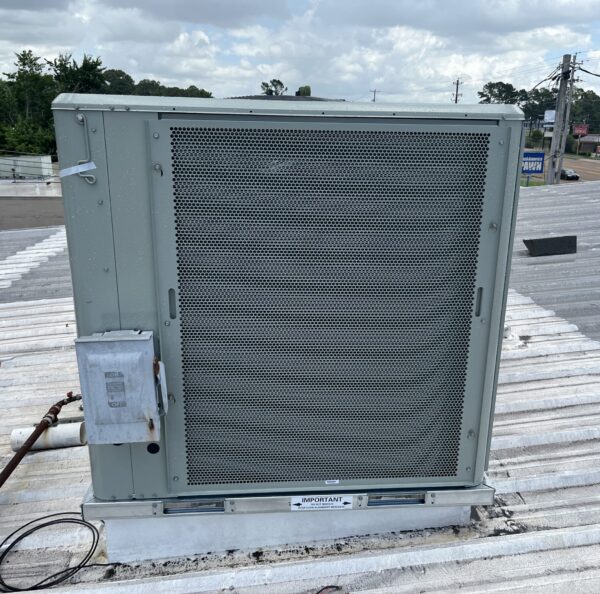 Metal roof with HVAC system installed